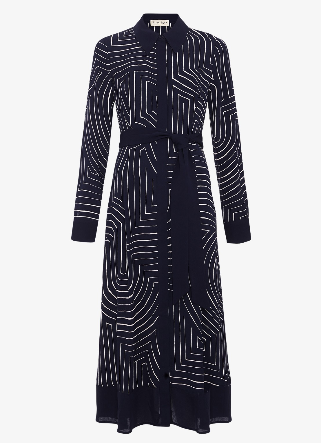 Phase Eight Charlotte midi jurk met grafische print - voorkant 2 donkerblauw