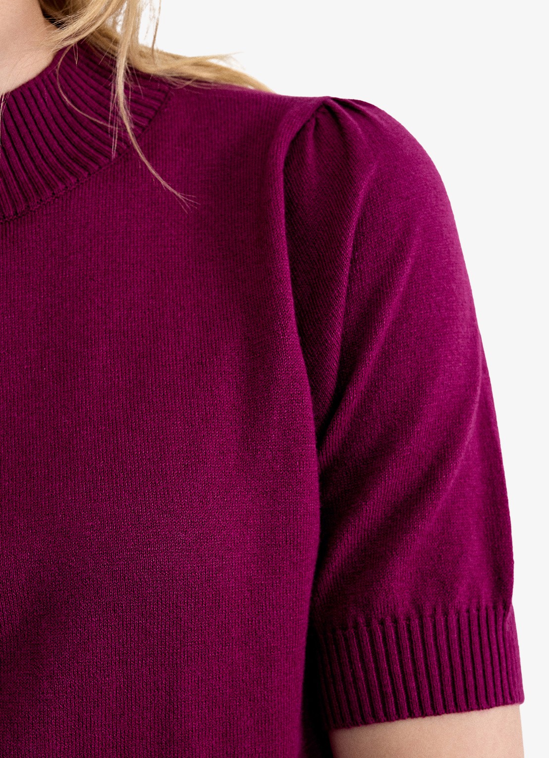 Phase Eight Charmaine fijngebreide top met ribdetails - detail 3 fuchsia