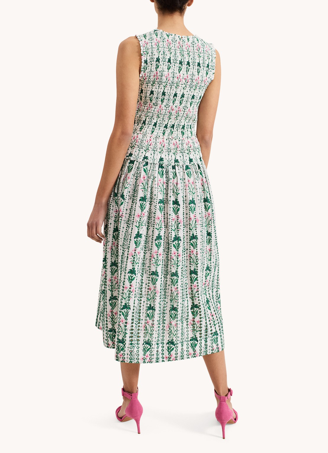 Phase Eight Chiara midi jurk  met bloemenprint - achterkant 2 groen