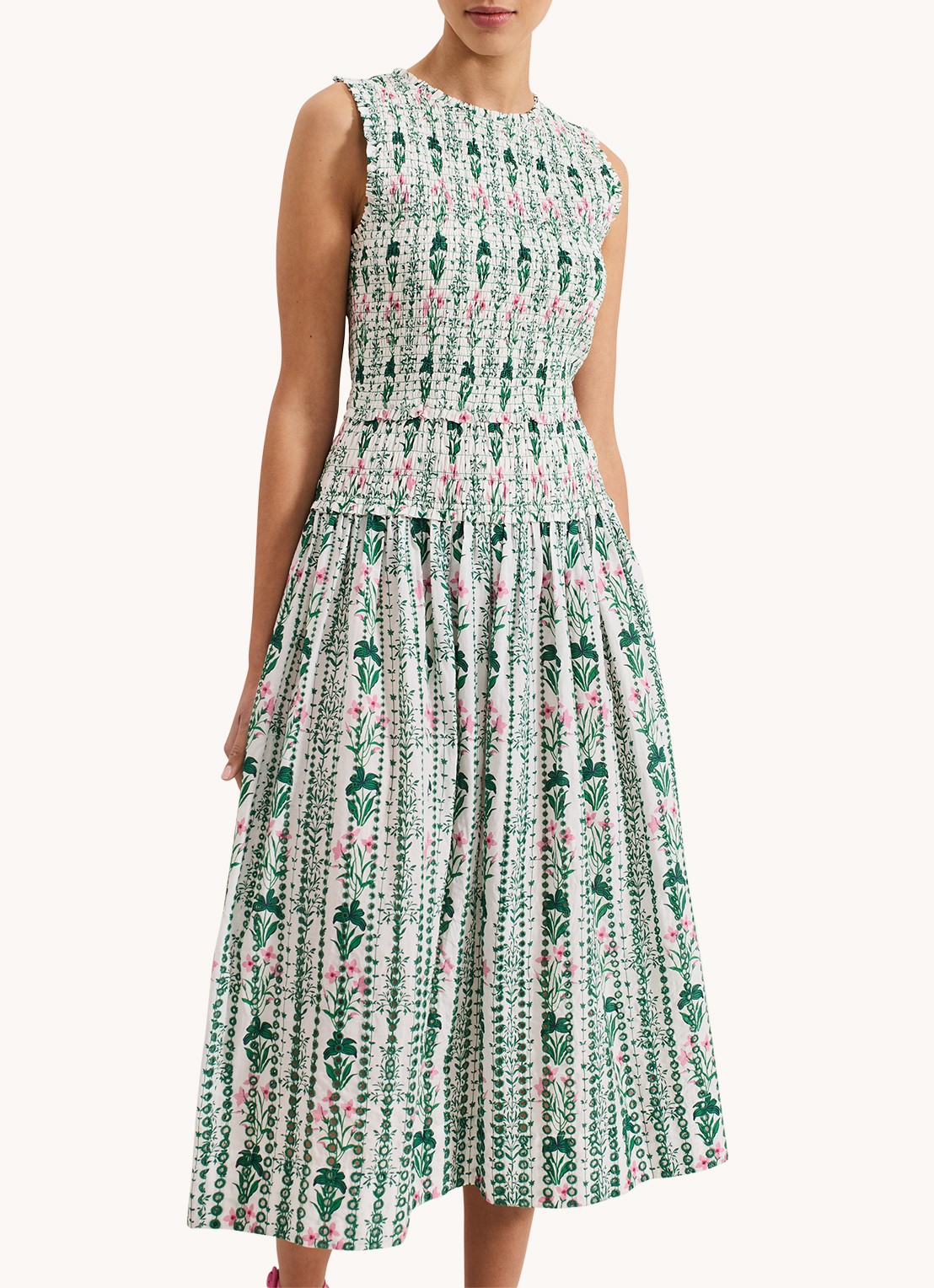 Phase Eight Chiara midi jurk  met bloemenprint - detail 3 groen