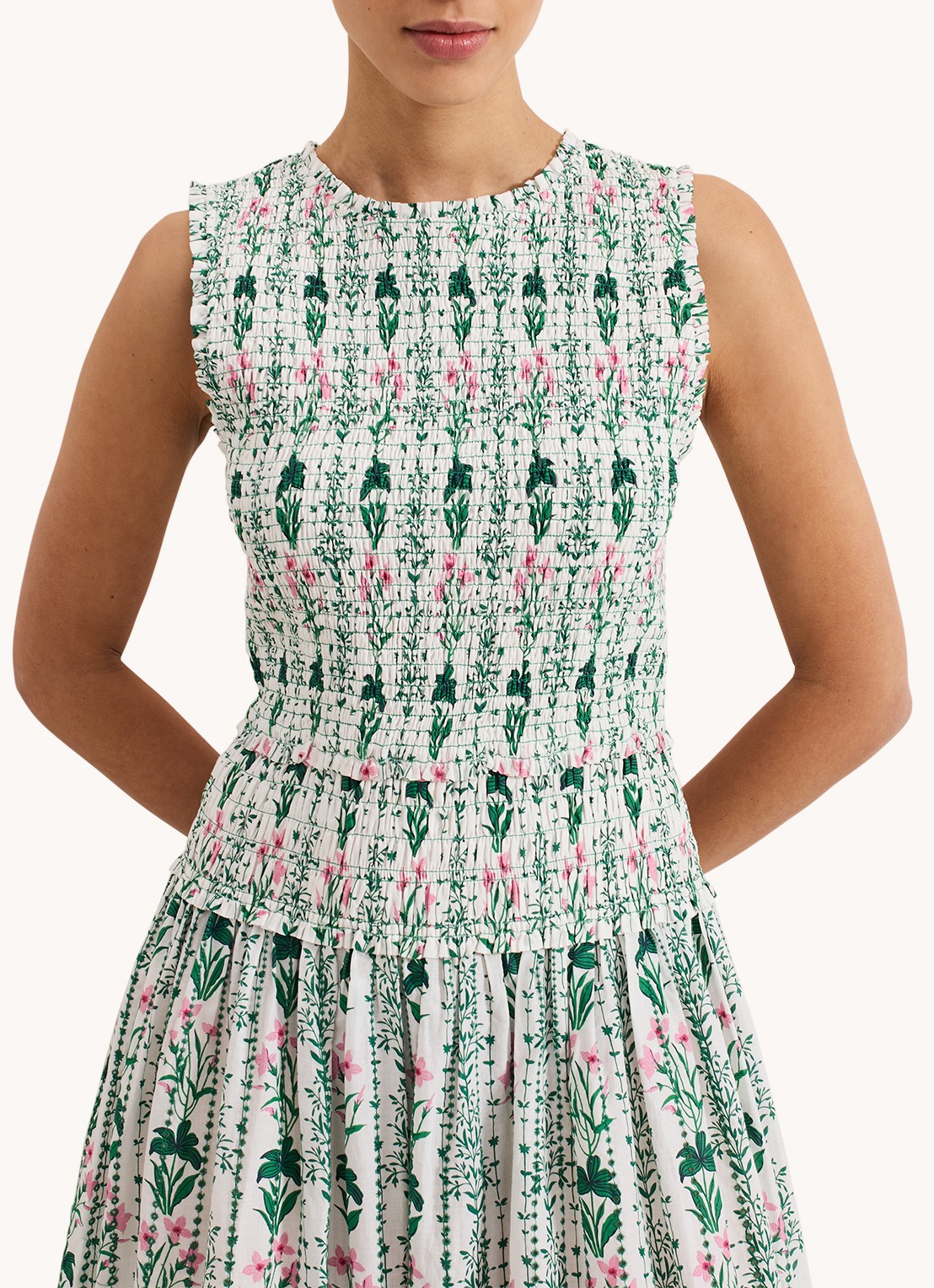 Phase Eight Chiara midi jurk  met bloemenprint - detail 4 groen