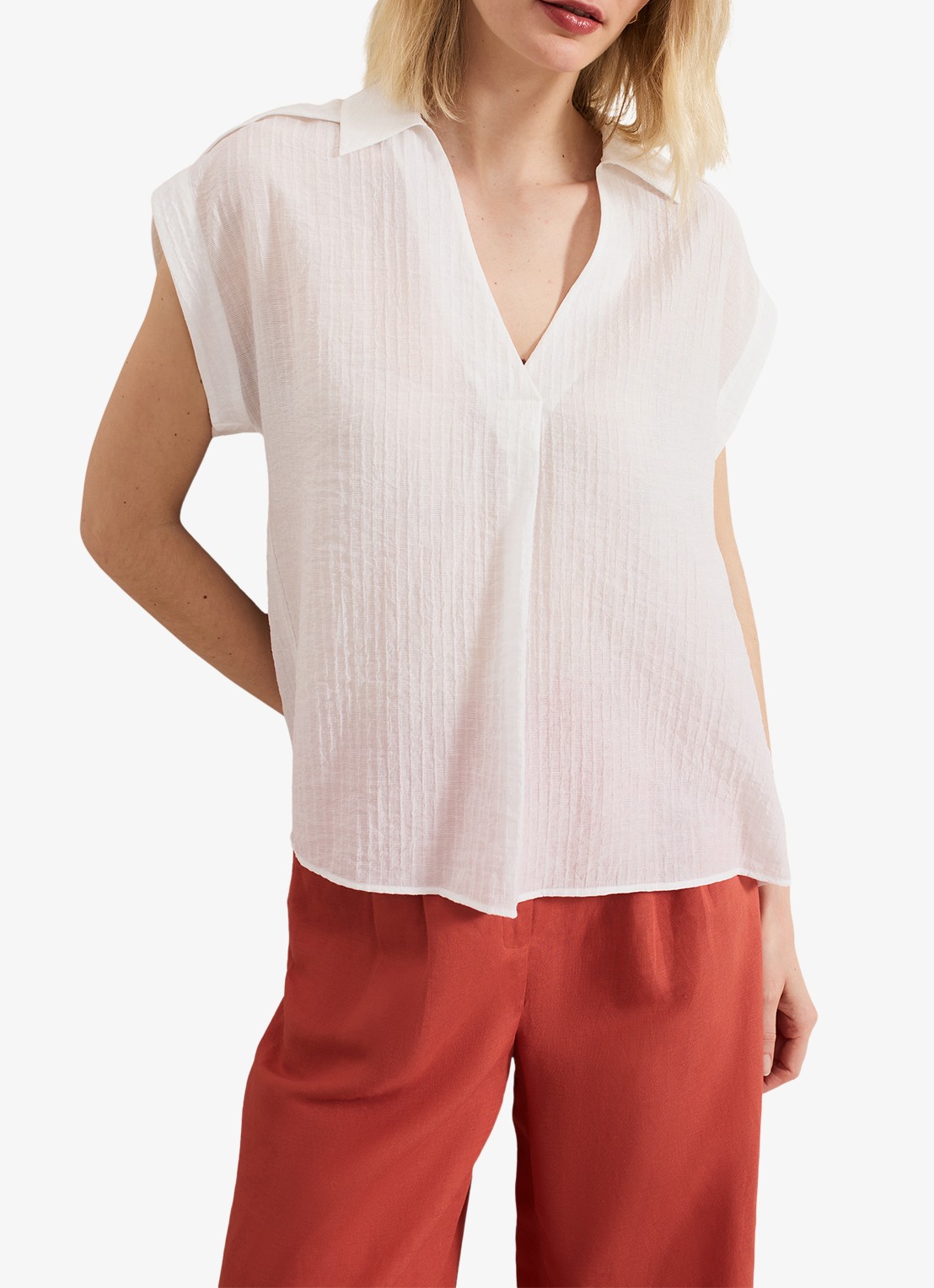 Phase Eight Chrissy tuniek met V-hals en structuur - detail 4 wit