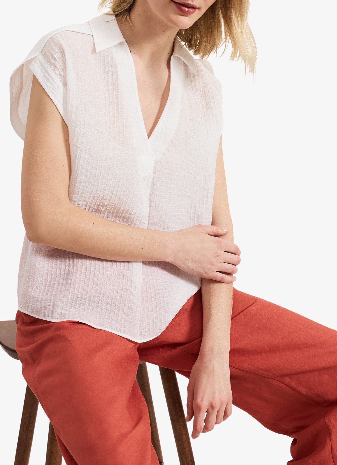 Phase Eight Chrissy tuniek met V-hals en structuur - detail 7 wit
