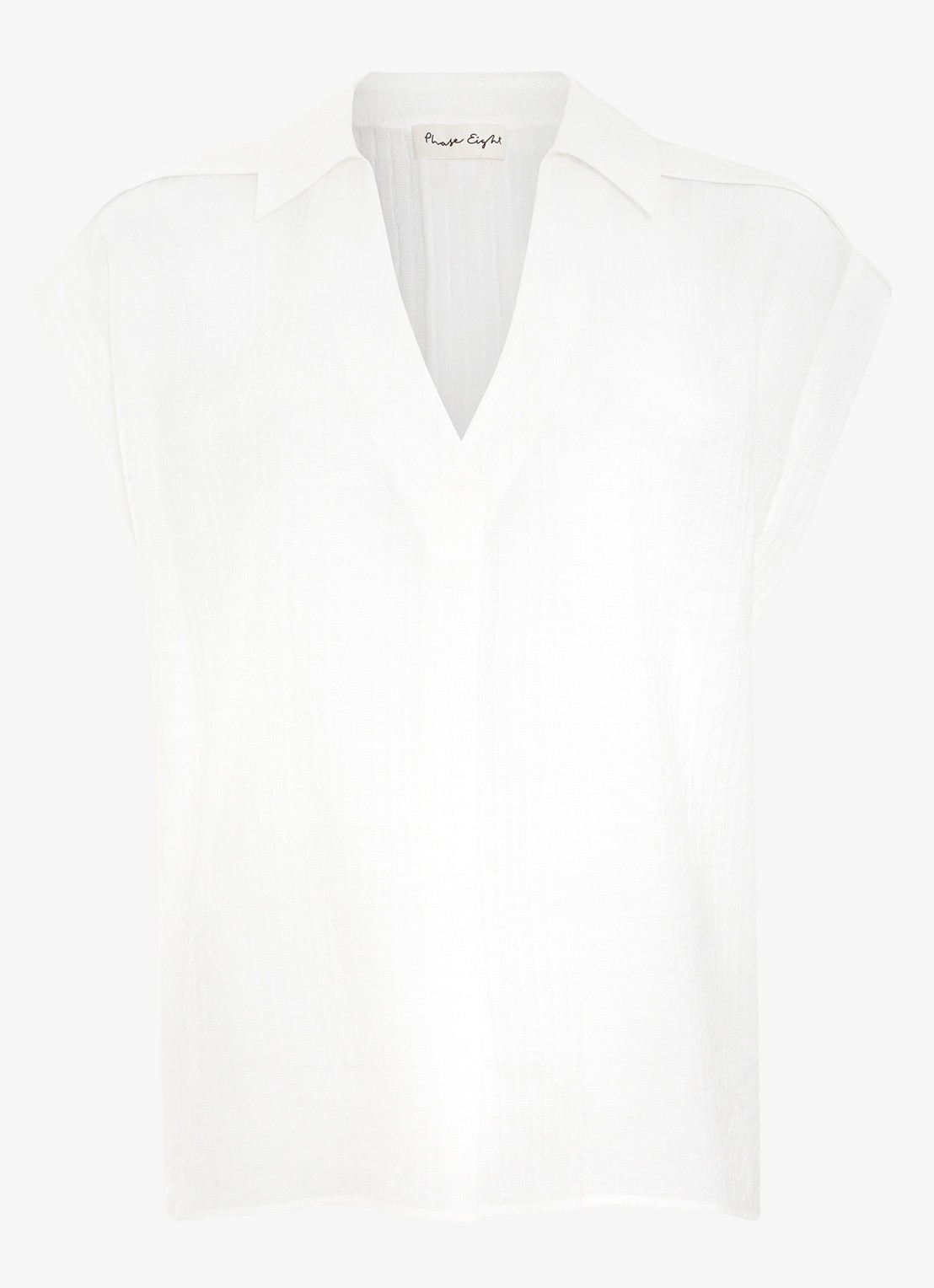 Phase Eight Chrissy tuniek met V-hals en structuur - voorkant wit