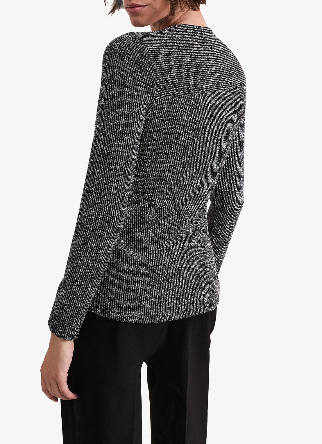 Phase Eight Clarissa ribgrebreide top met lurex - achterkant donkergrijs