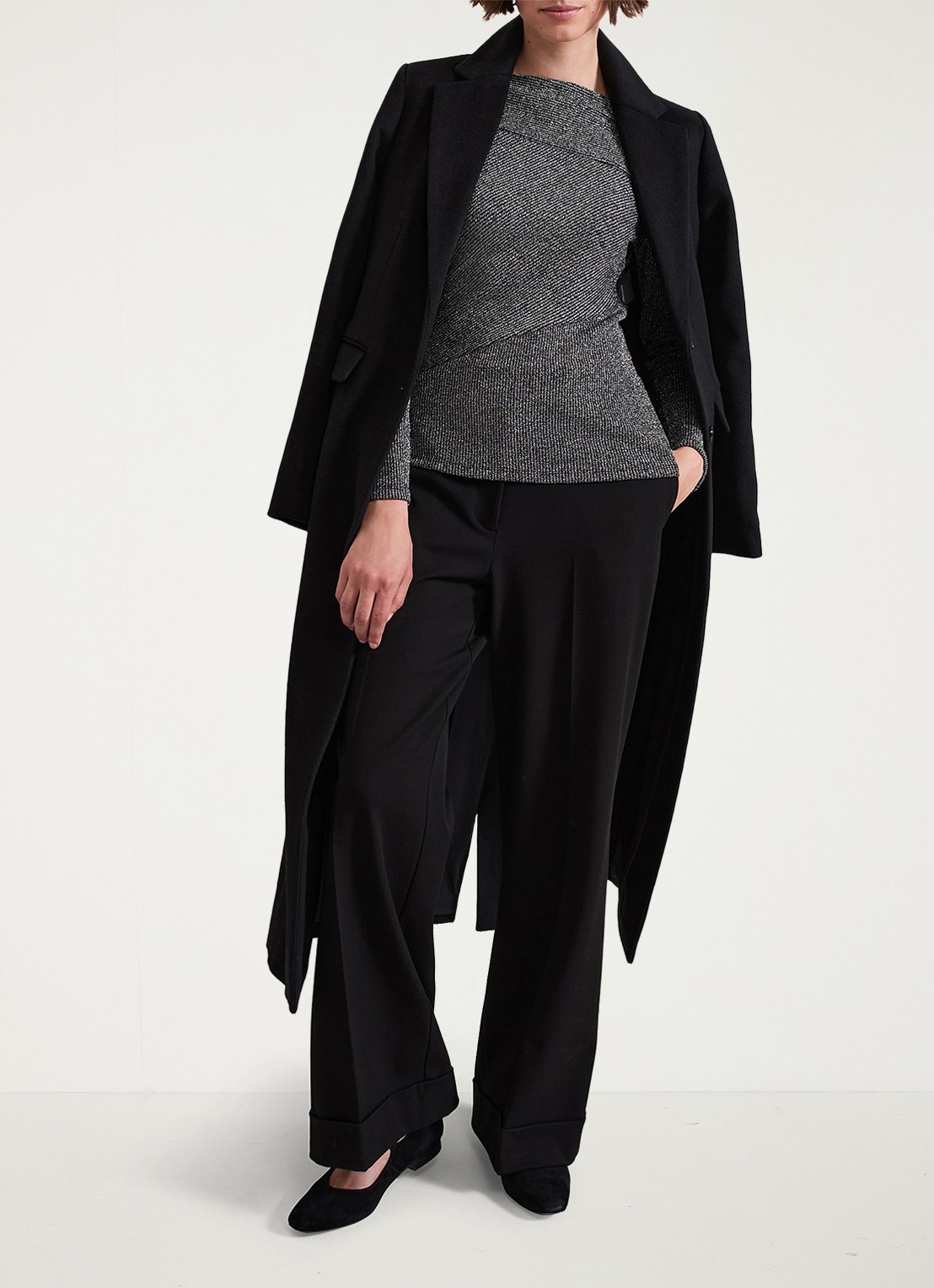 Phase Eight Clarissa ribgrebreide top met lurex - detail 5 donkergrijs