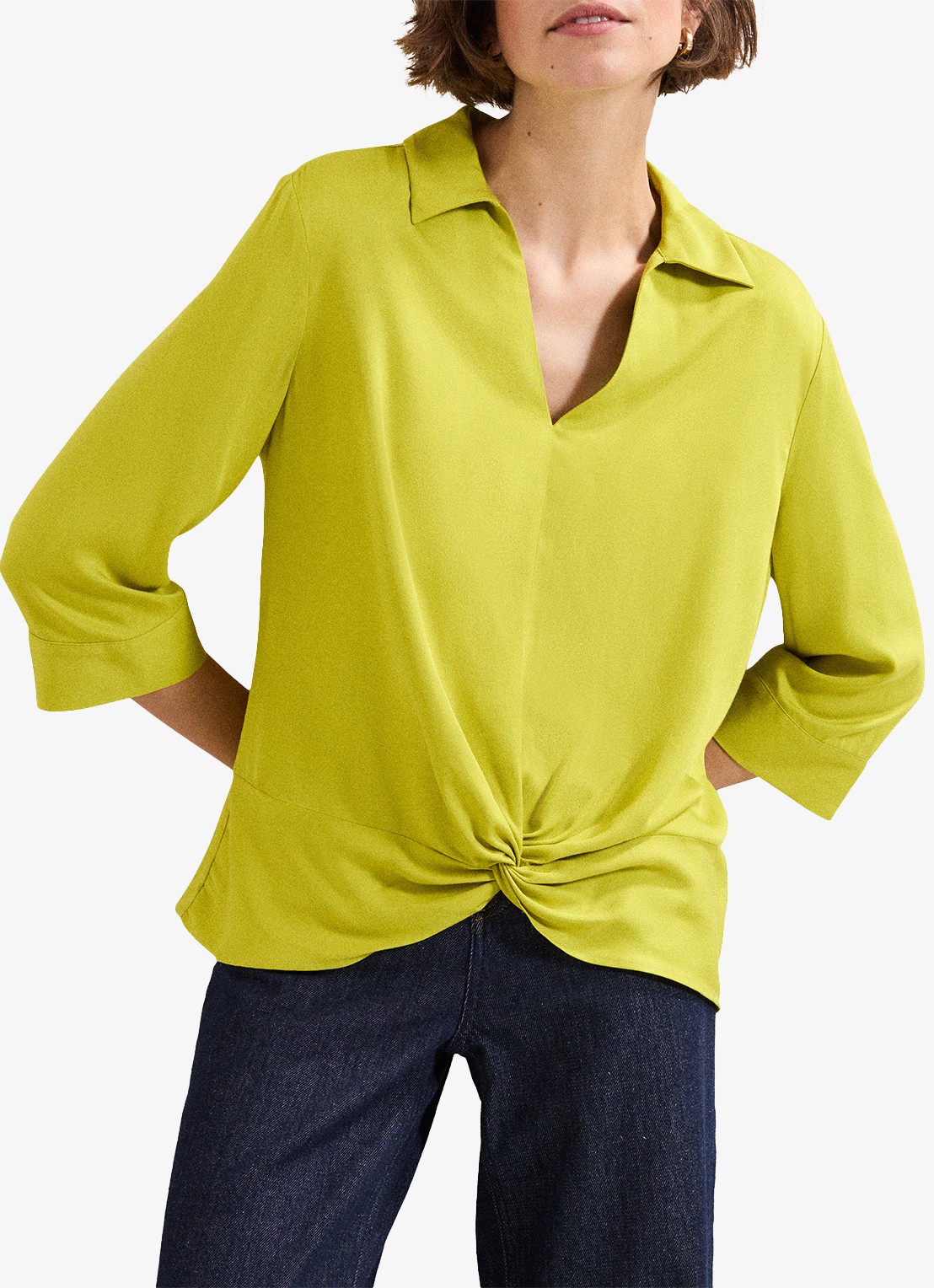 Phase Eight Clary blouse met knoopdetail - detail lime