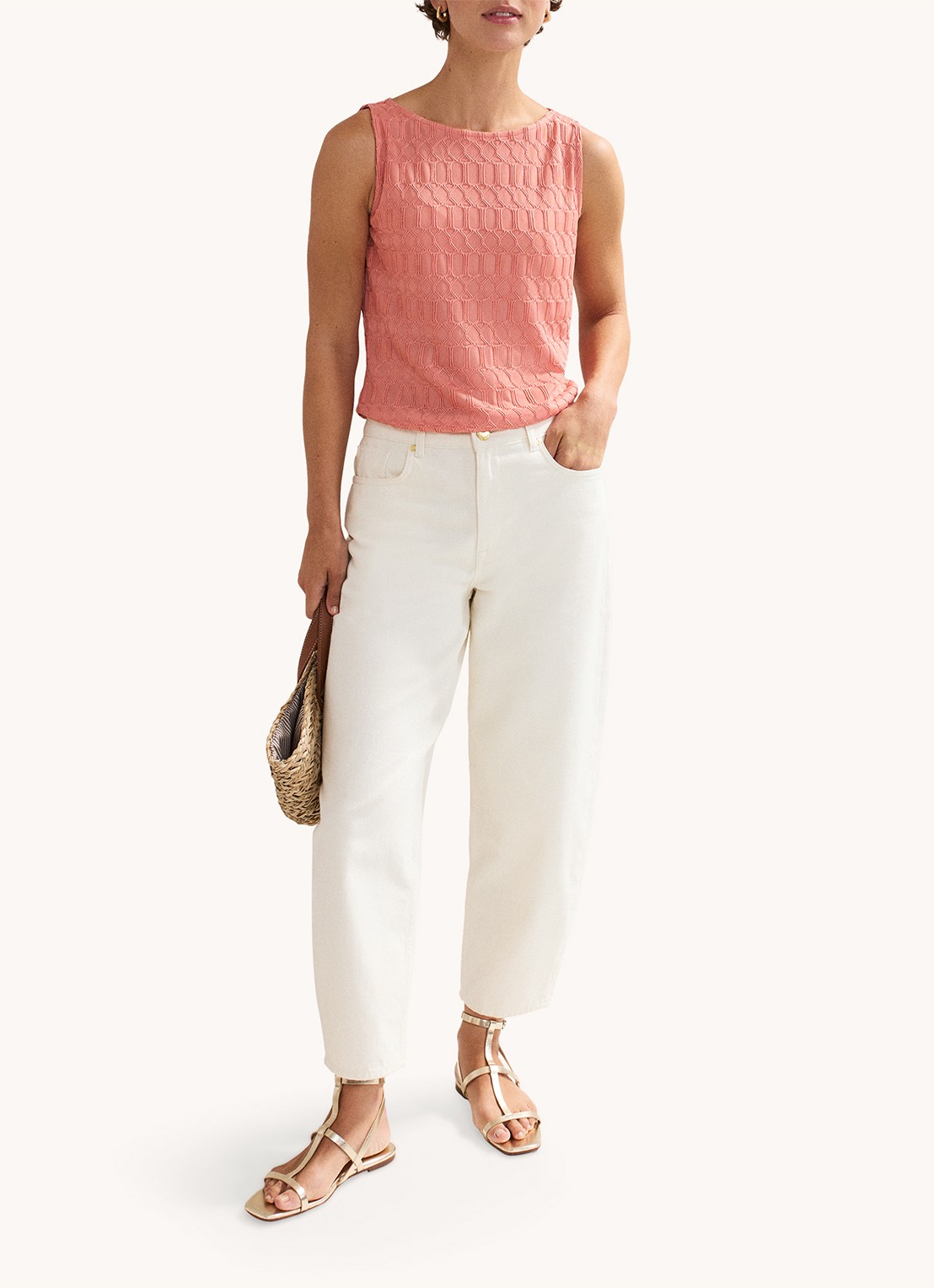 Phase Eight Clemmie mouwloze top met structuur - voorkant 8 roze