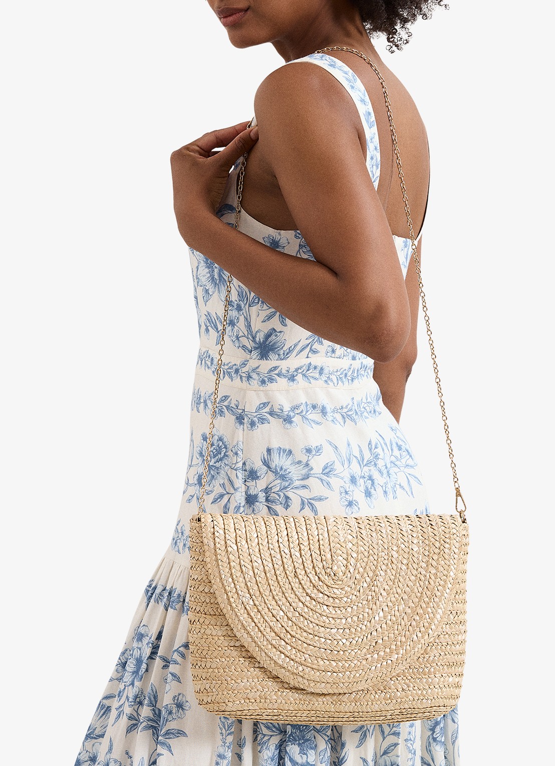 Phase Eight Clutch met gevlochten detail en afneembare schouderriem - voorkant 2 beige