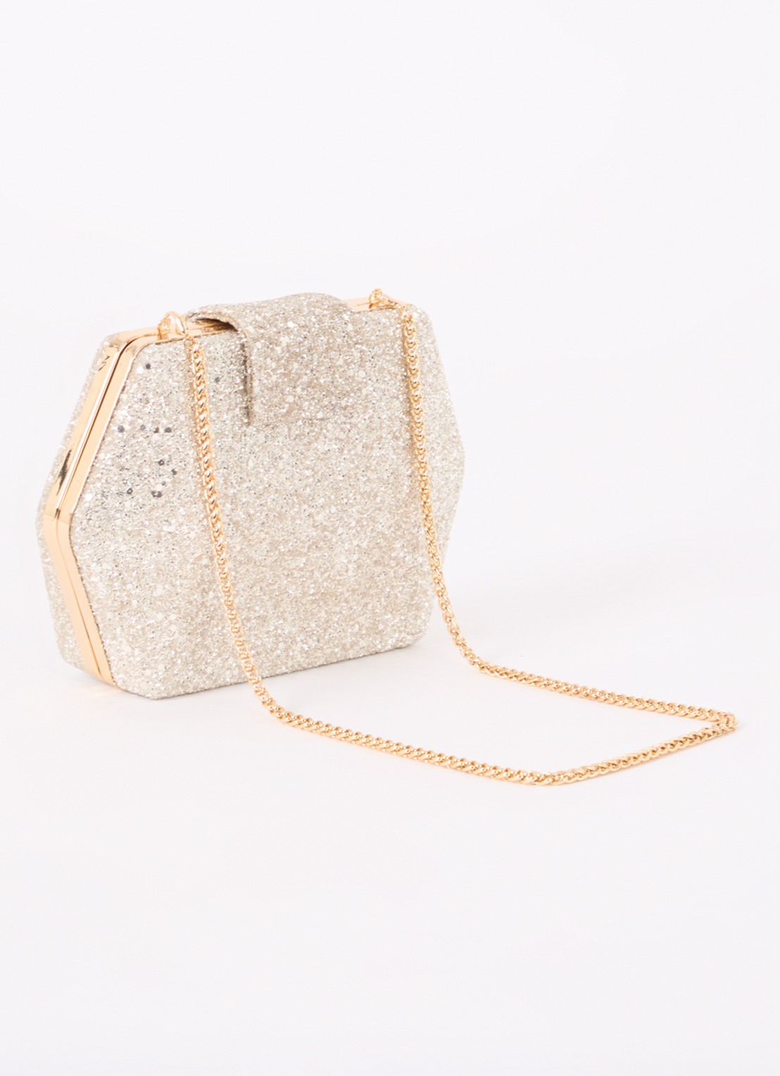Phase Eight Clutch met glitter en strass - achterkant goud