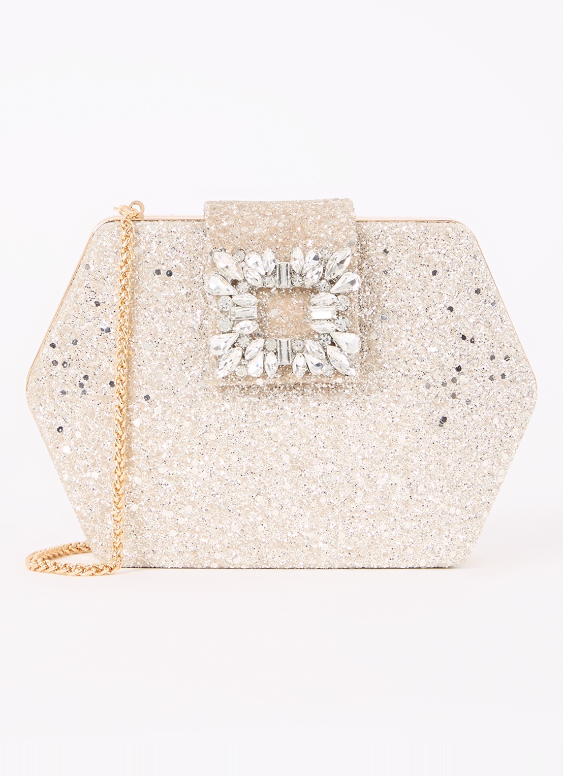 Phase Eight Clutch met glitter en strass - voorkant 2 goud