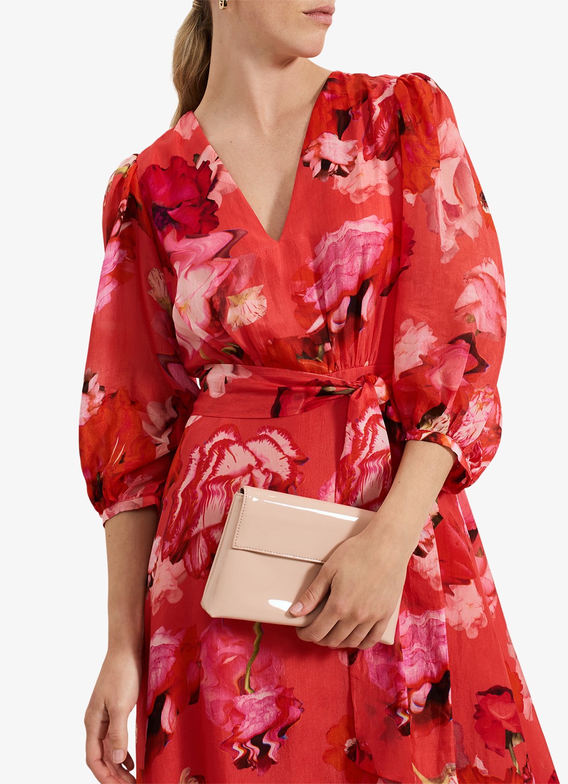 Phase Eight Clutch met lakfinish - detail 5 oudroze