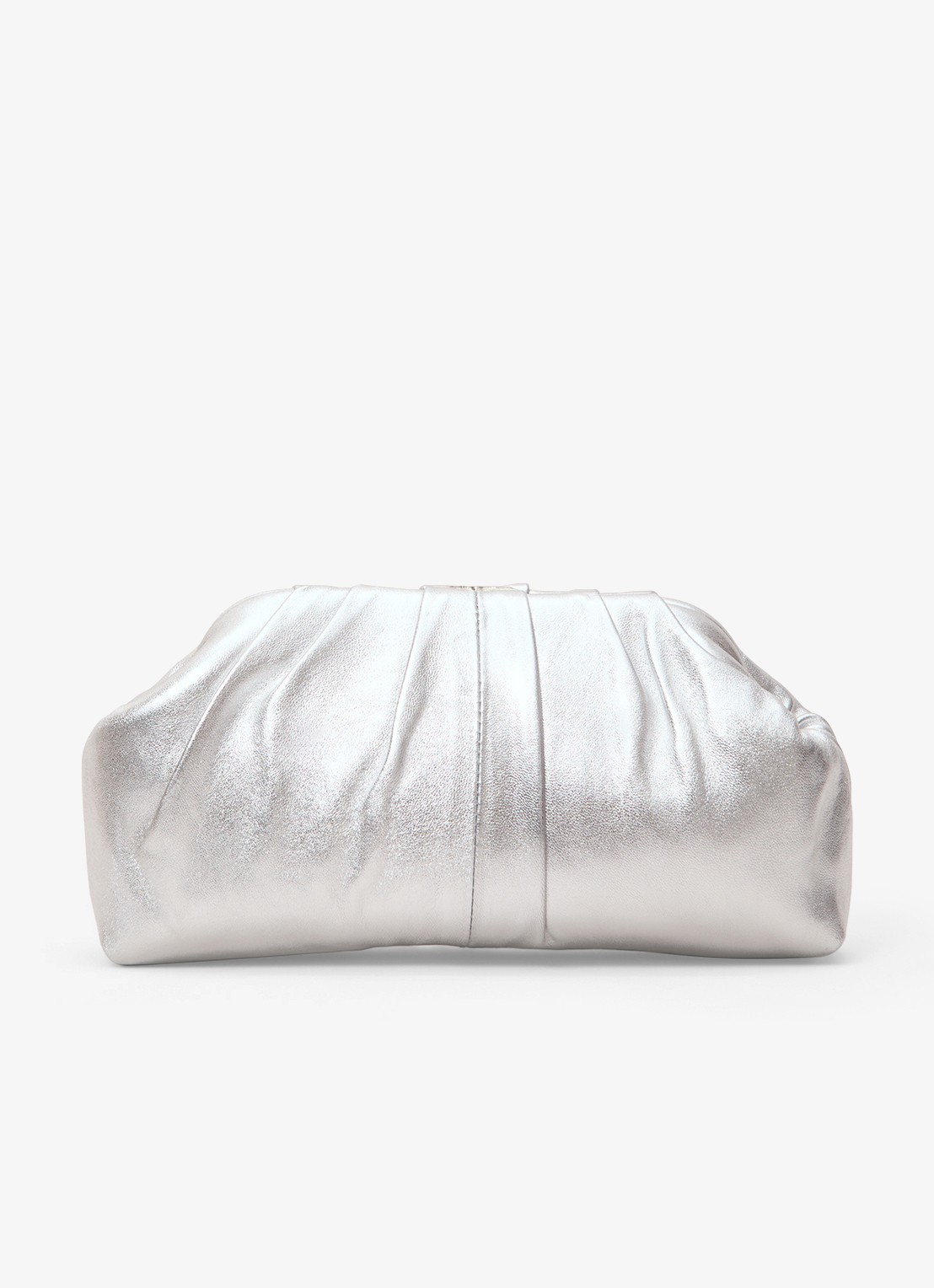 Phase Eight Clutch met metallic finish en afneembare schouderriem - voorkant zilver