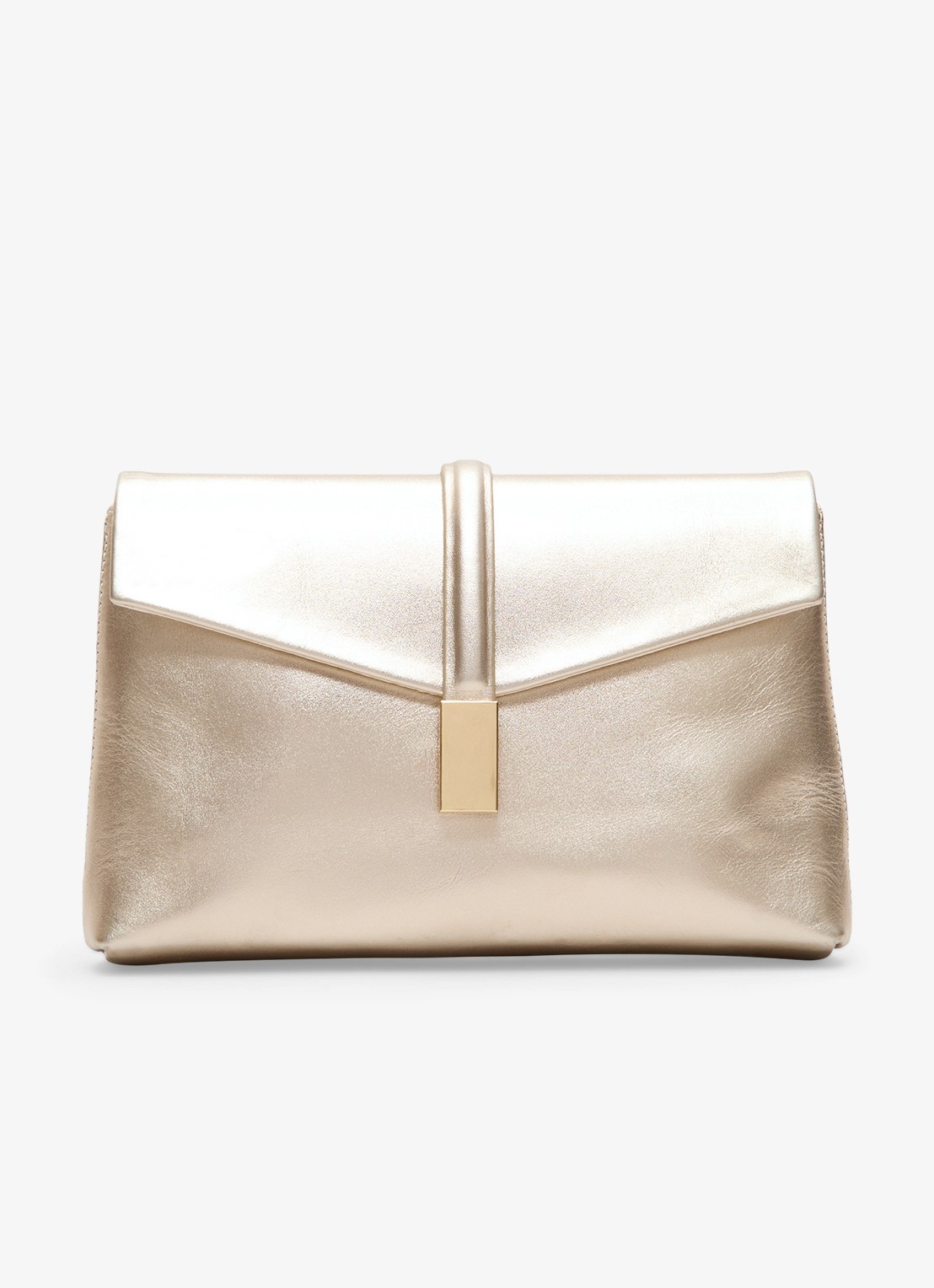 Phase Eight Clutch van leer met metallic finish - detail 3 goud
