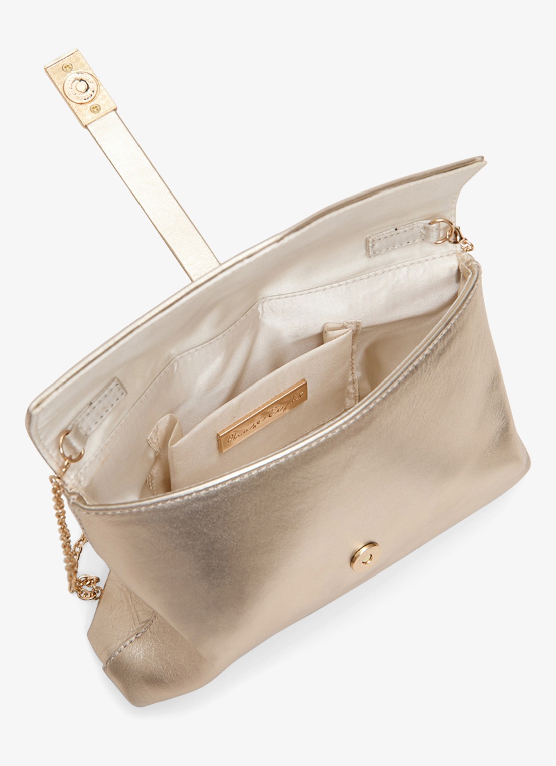Phase Eight Clutch van leer met metallic finish - detail 4 goud