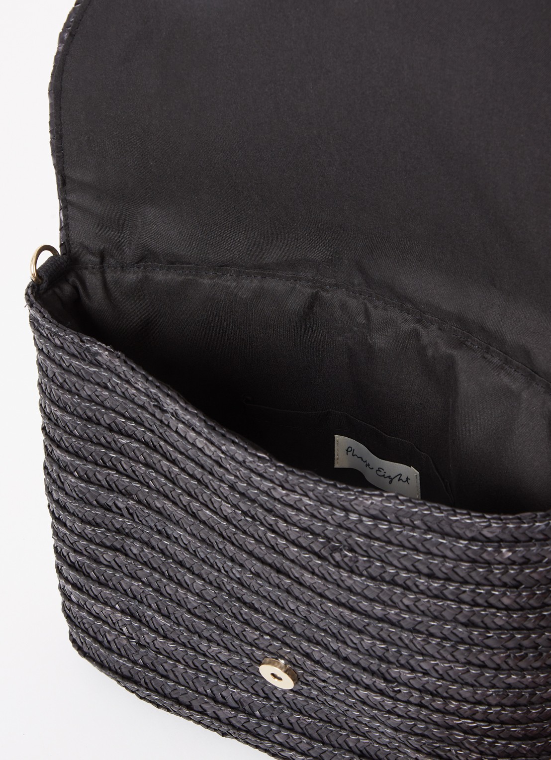 Phase Eight Clutch van raffia met afneembare schouderriem - detail 3 zwart