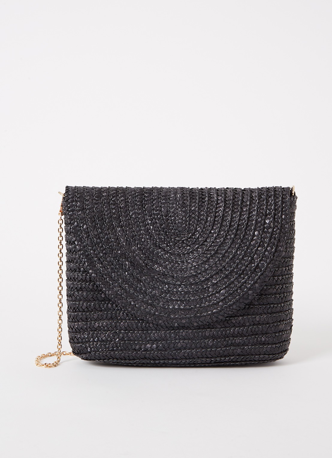 Phase Eight Clutch van raffia met afneembare schouderriem - voorkant 2 zwart