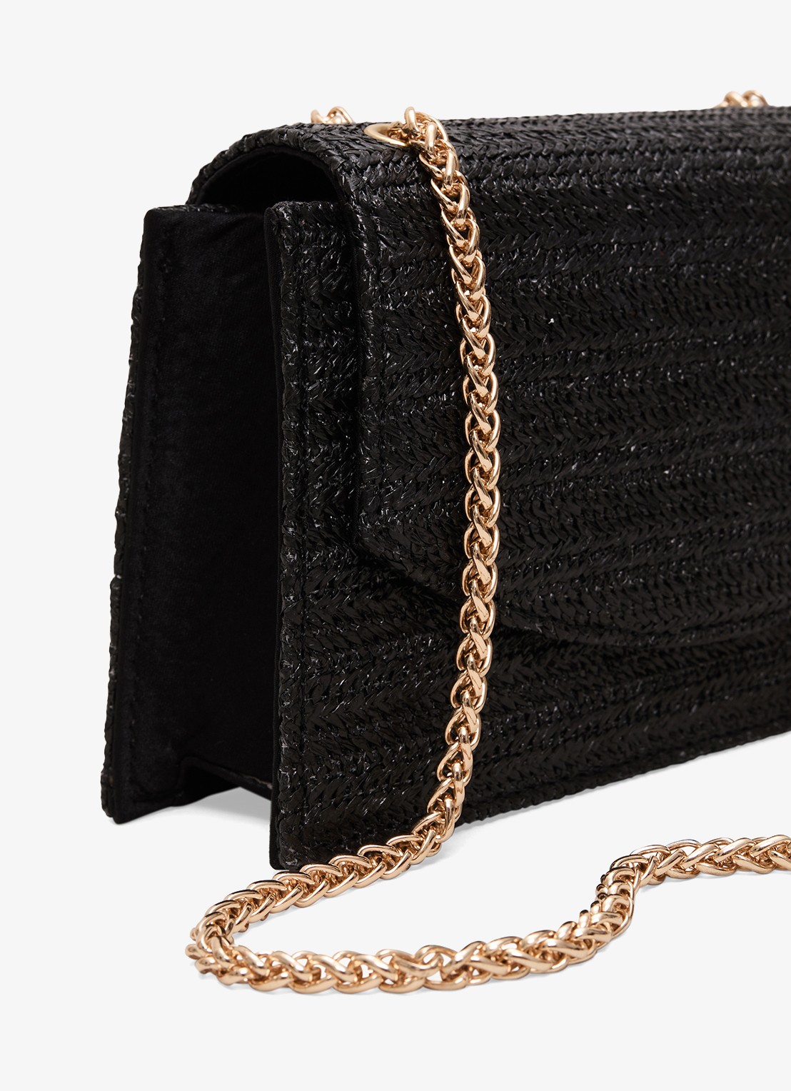 Phase Eight Clutch van raffia - detail 4 zwart