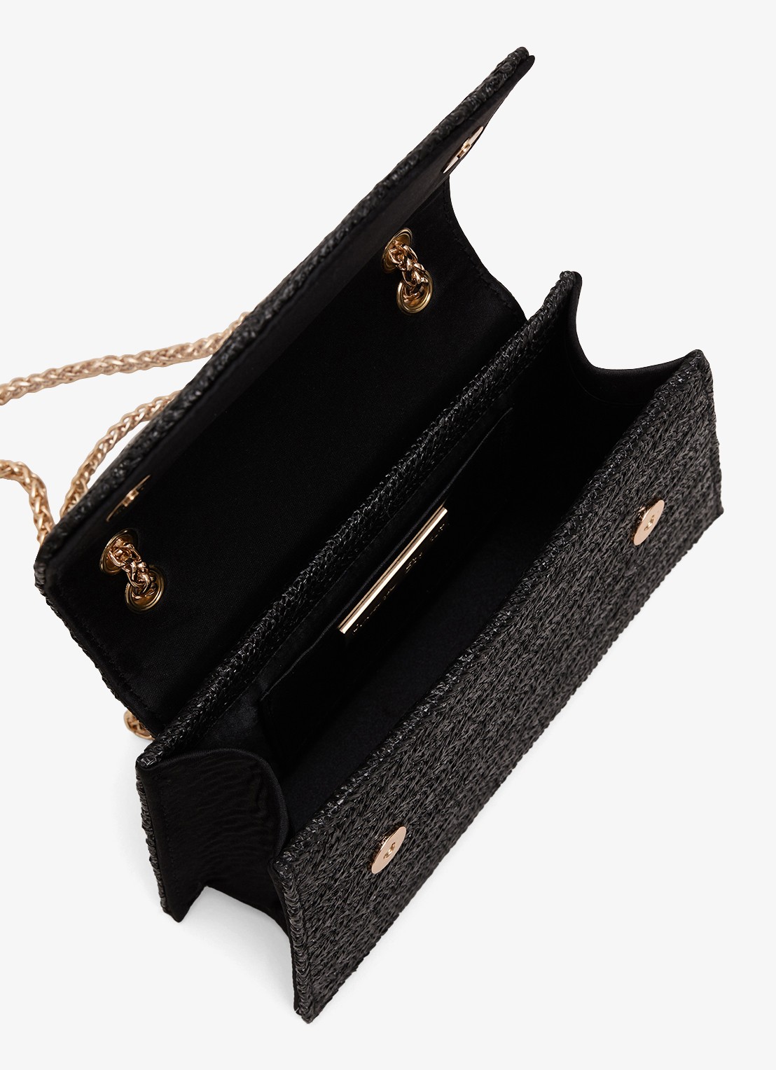 Phase Eight Clutch van raffia - detail 5 zwart
