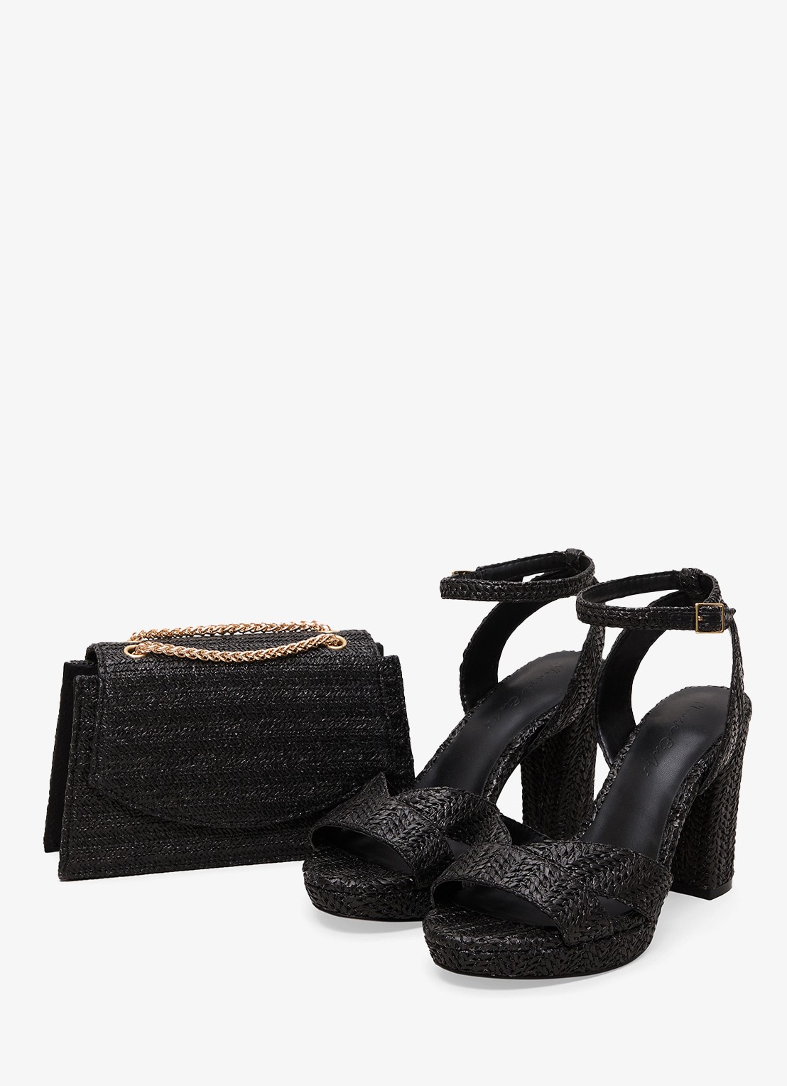 Phase Eight Clutch van raffia - detail 6 zwart