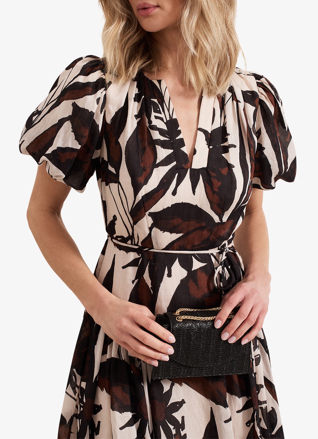 Phase Eight Clutch van raffia - detail 7 zwart