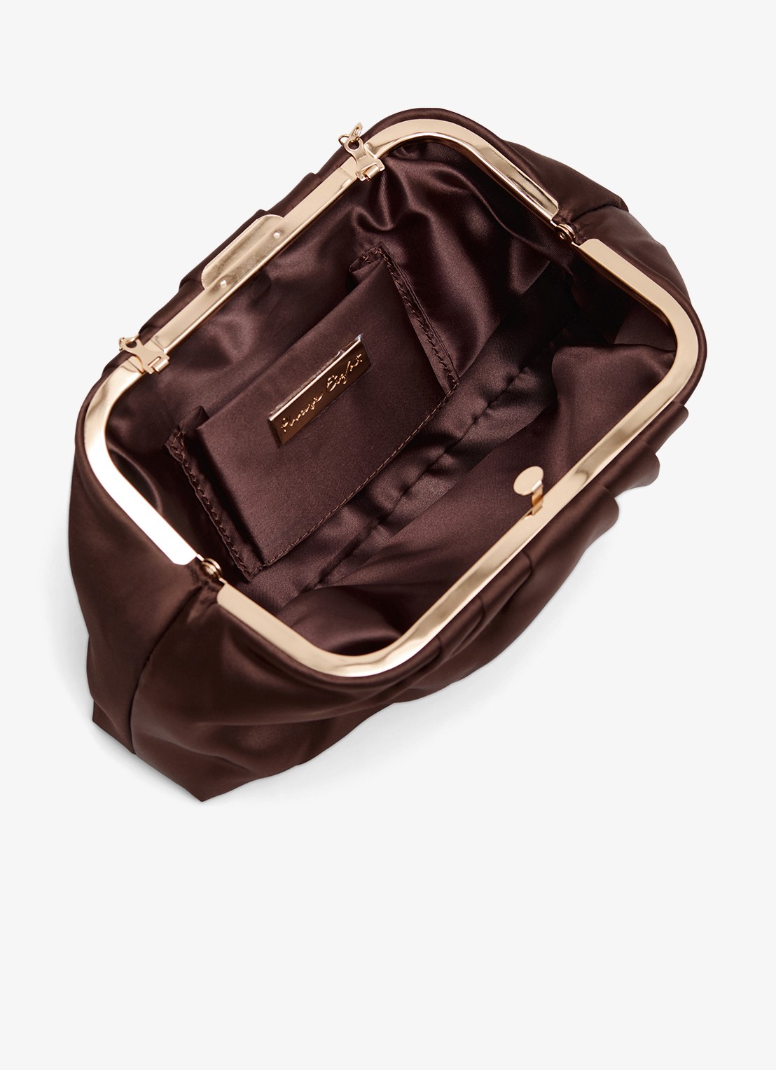 Phase Eight Clutch van satijn met afneembare schouderriem - achterkant 6 bruin