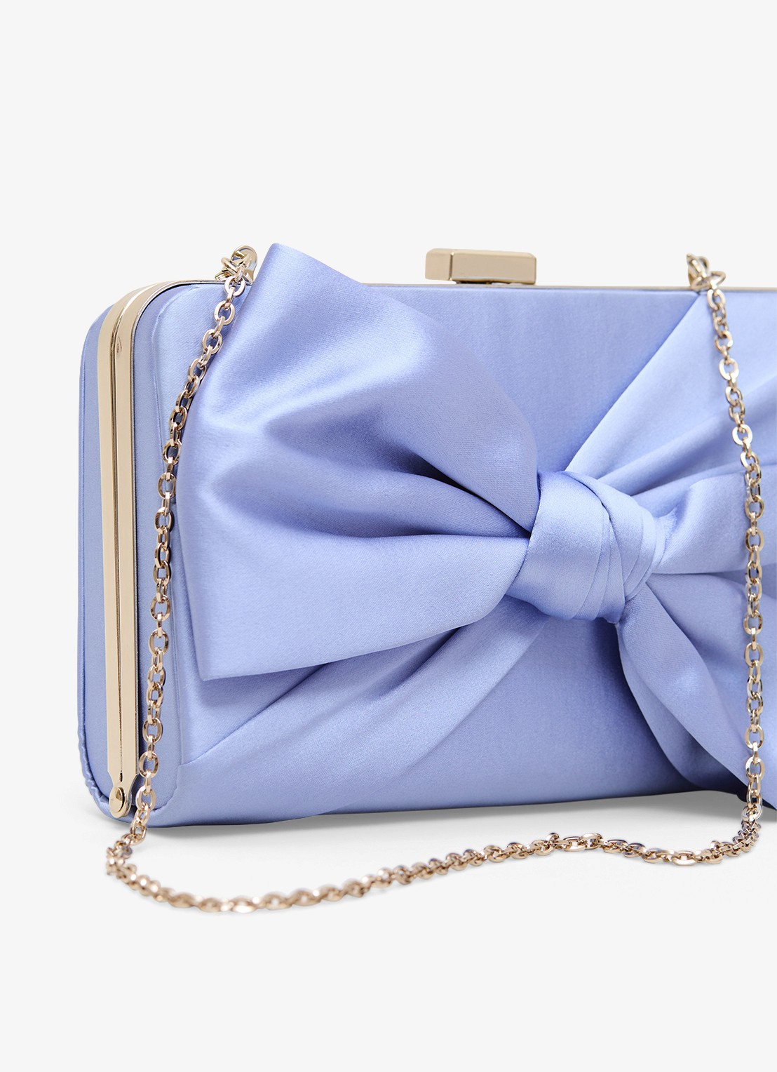 Phase Eight Clutch van satijn met strikdetail - detail 3 lichtblauw