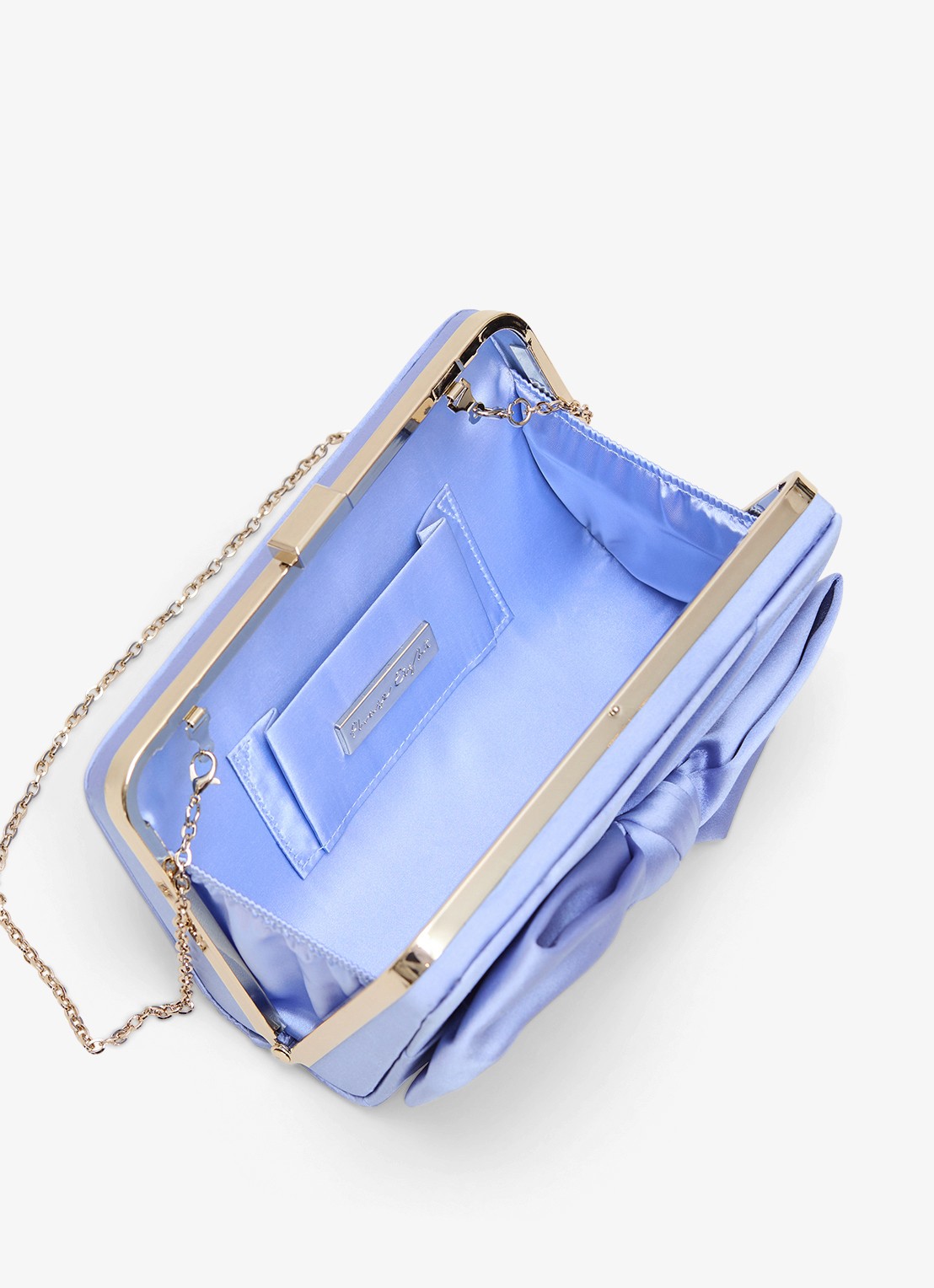 Phase Eight Clutch van satijn met strikdetail - detail 4 lichtblauw