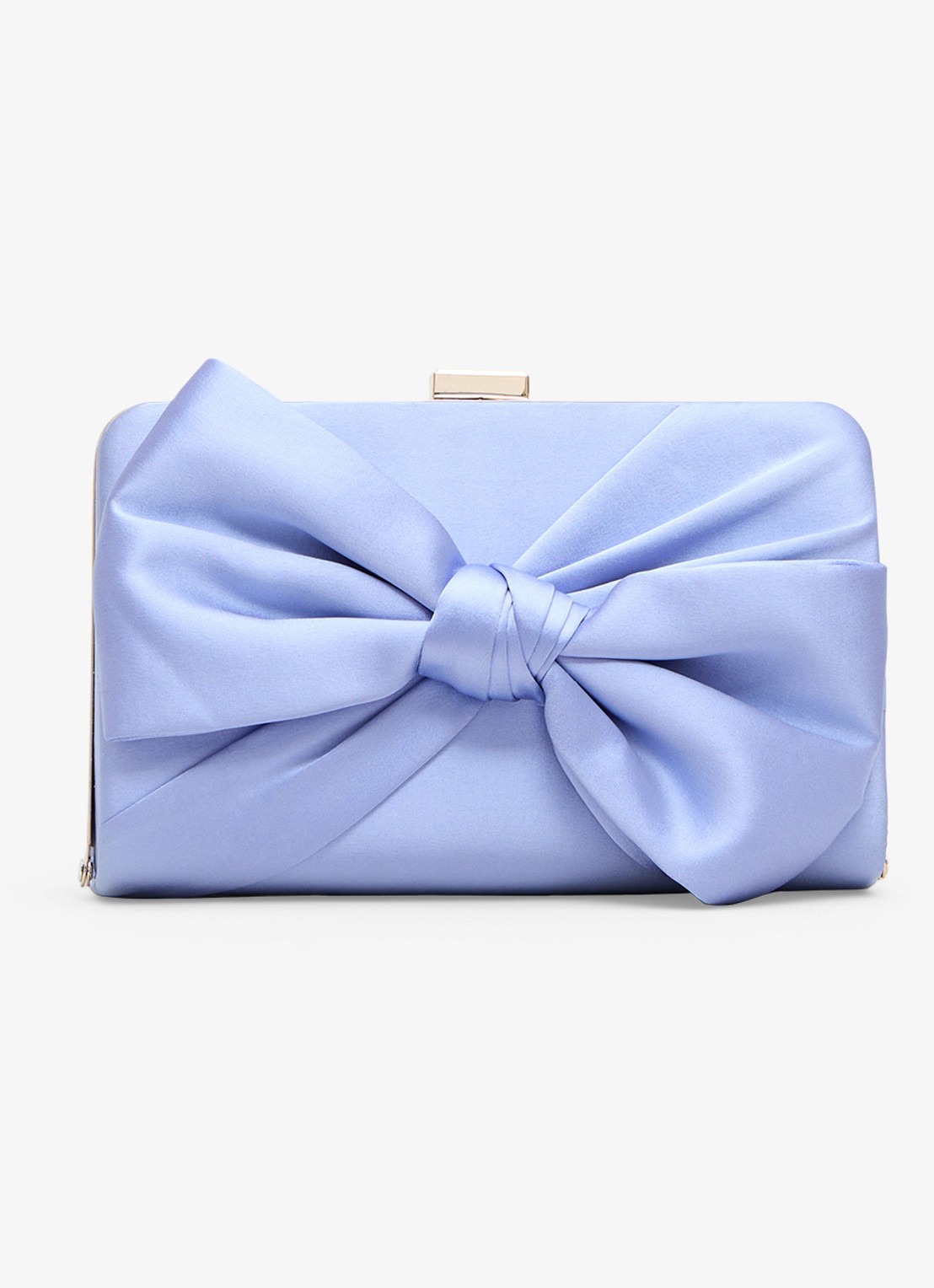 Phase Eight Clutch van satijn met strikdetail - voorkant lichtblauw