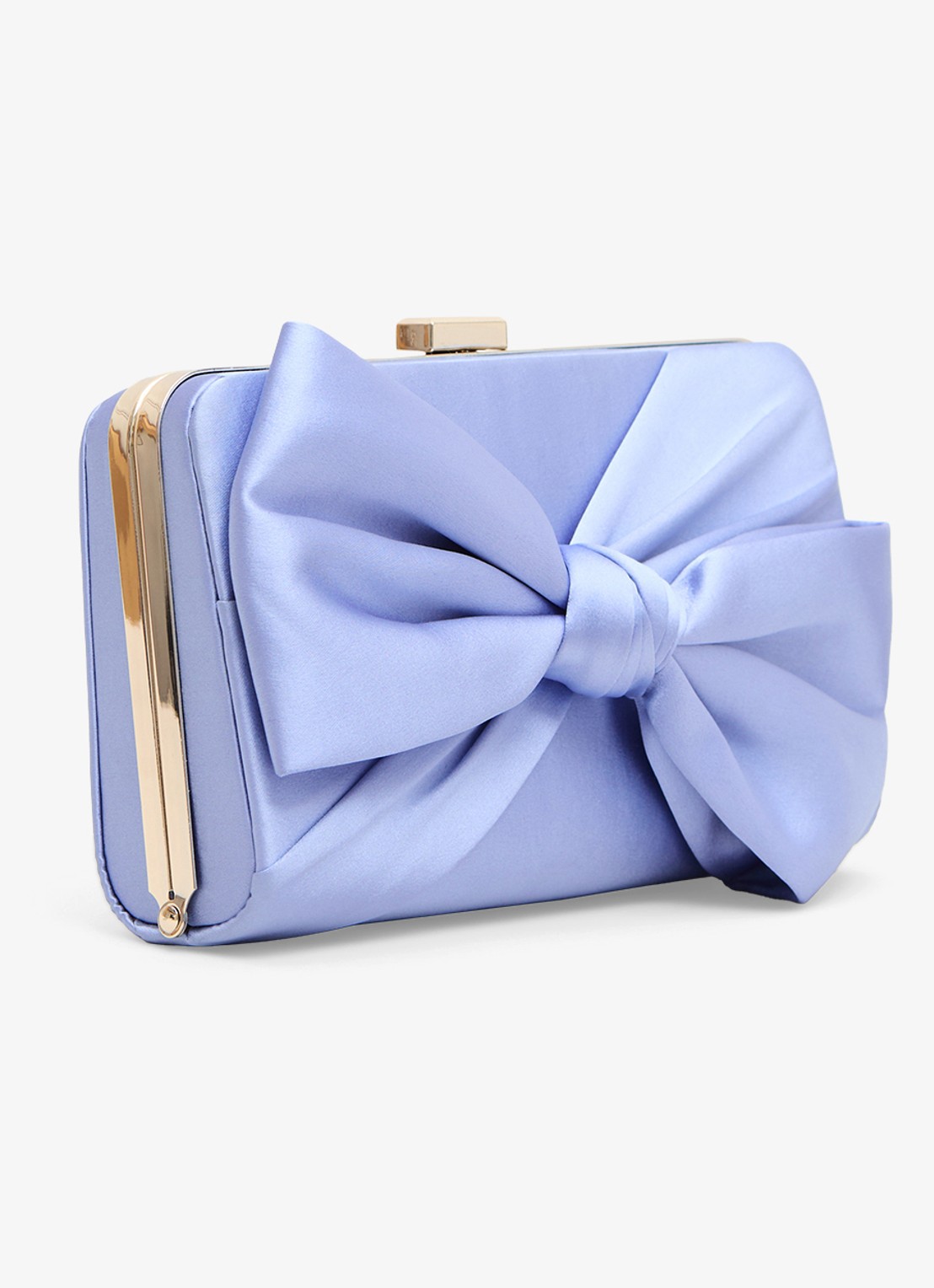 Phase Eight Clutch van satijn met strikdetail - voorkant 2 lichtblauw
