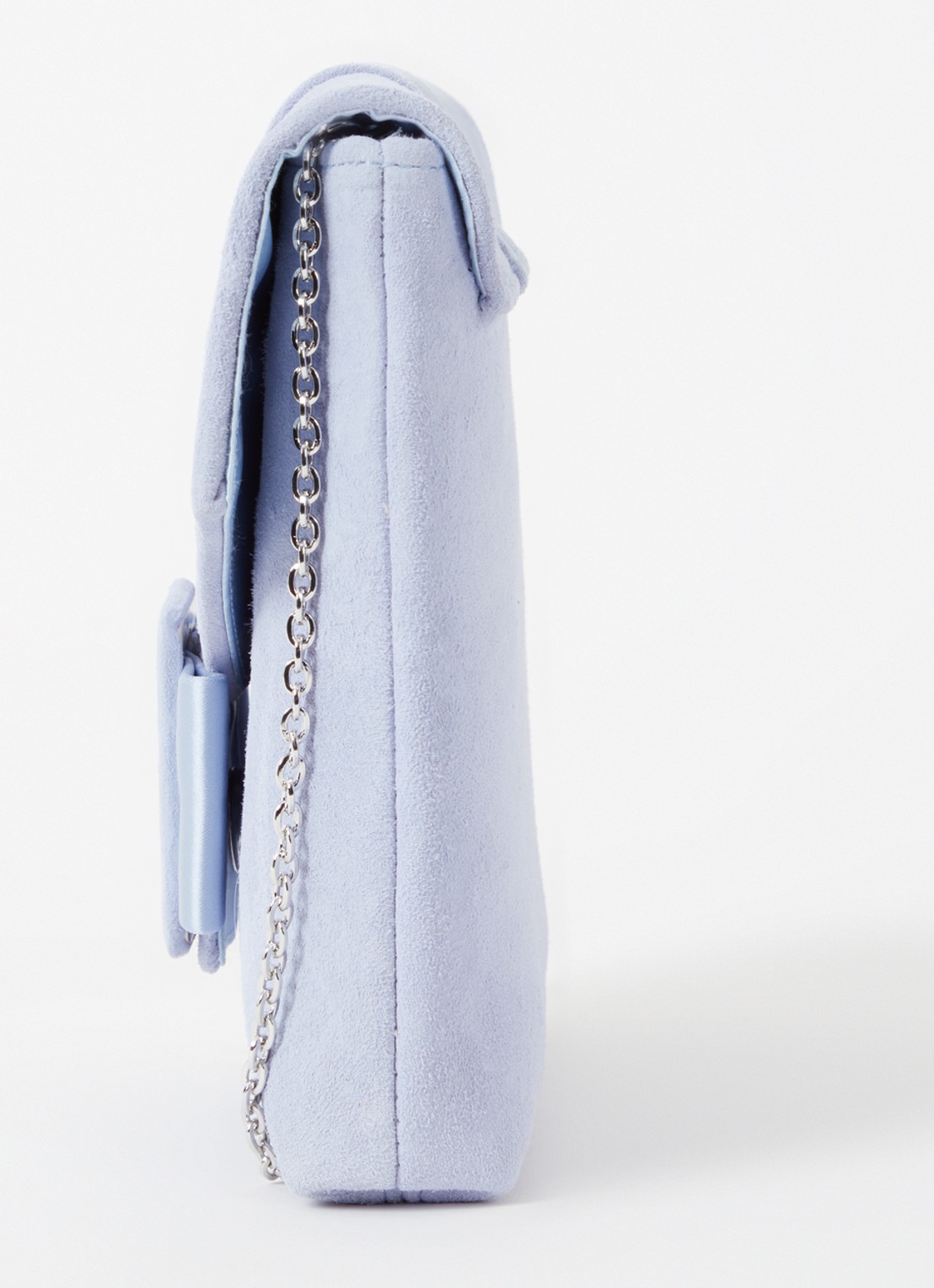 Phase Eight Clutch van suède met afneembare schouderriem - detail 3 lichtblauw