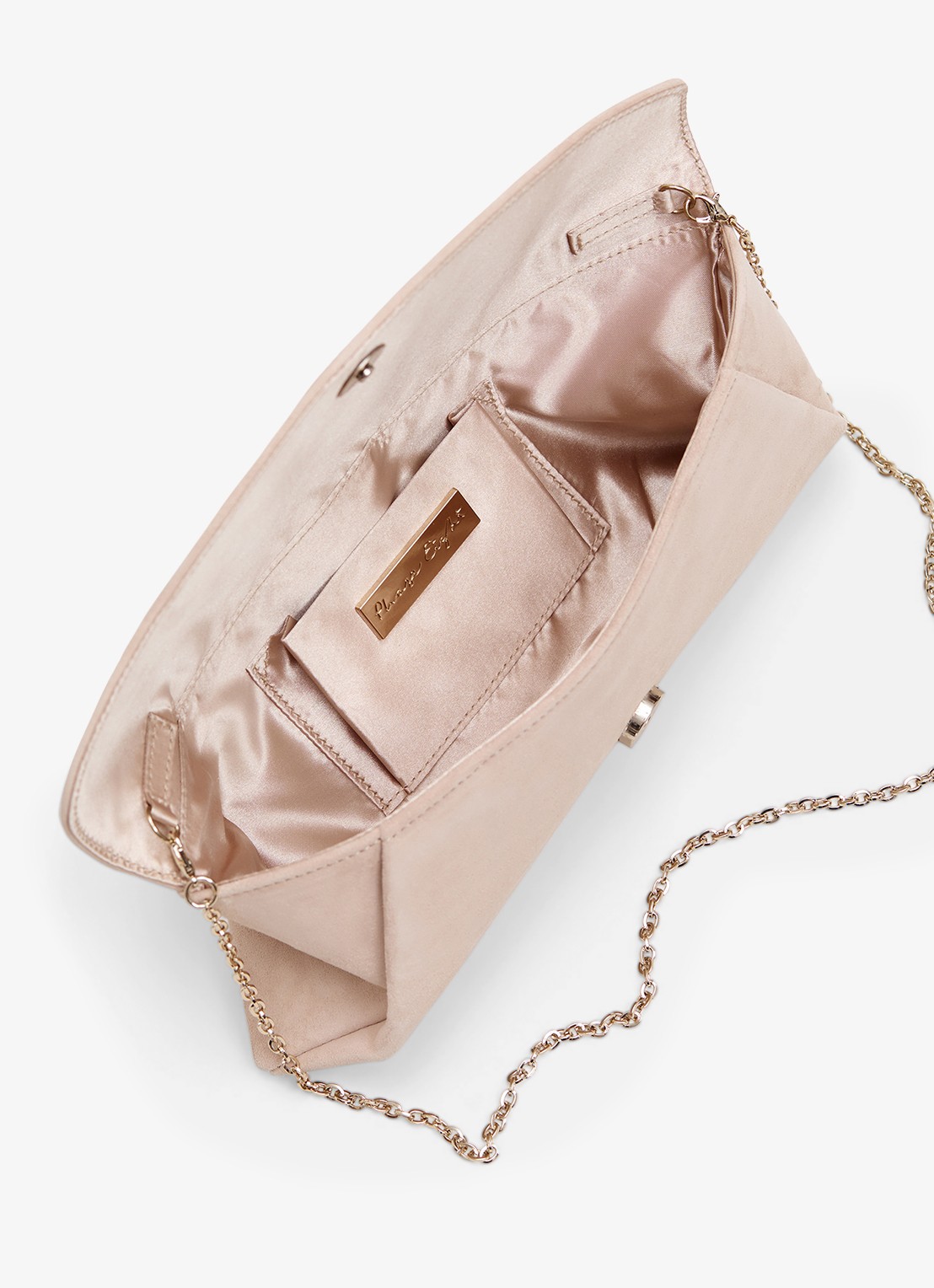 Phase Eight Clutch van suède met afneembare schouderriem - detail 7 creme