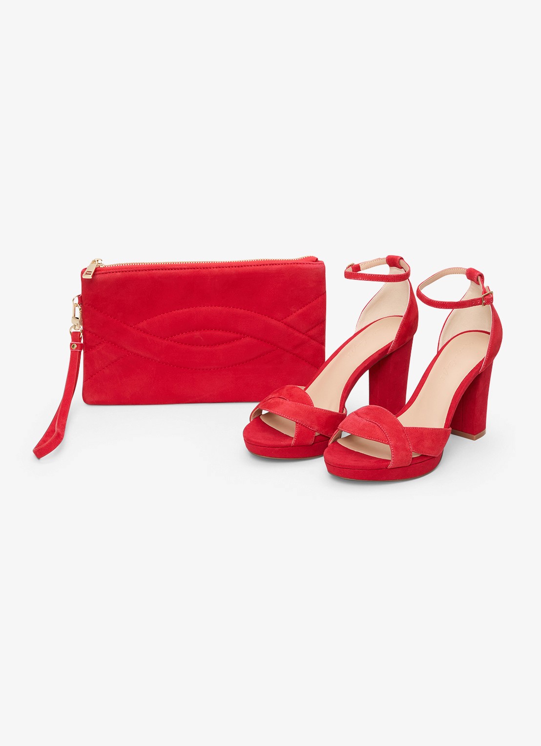 Phase Eight Clutch van suède  - detail 4 rood