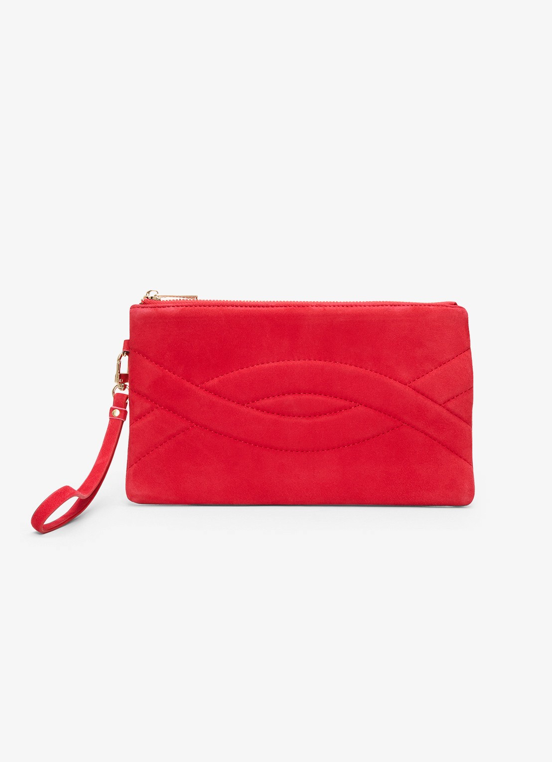 Phase Eight Clutch van suède  - voorkant 5 rood