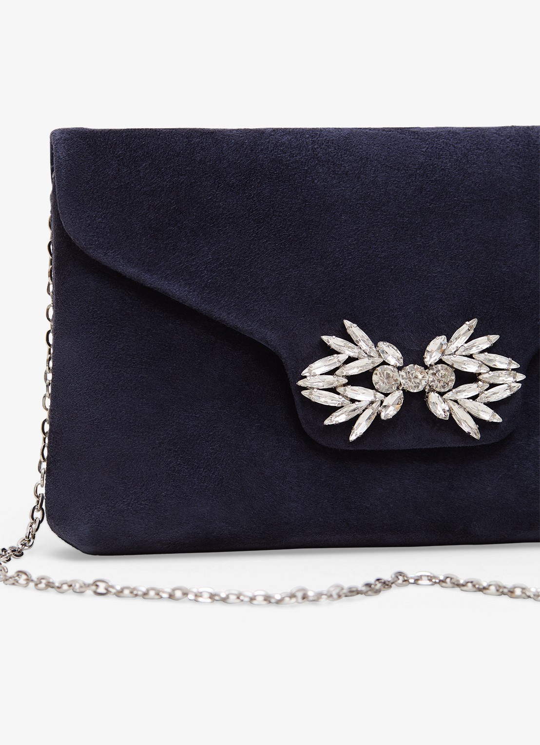 Phase Eight Clutch van suède - detail 4 donkerblauw
