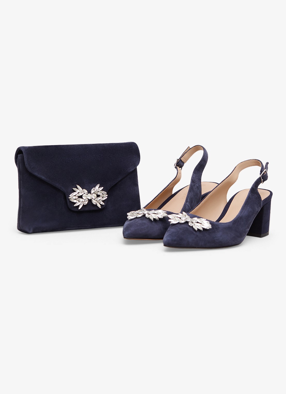 Phase Eight Clutch van suède - detail 8 donkerblauw