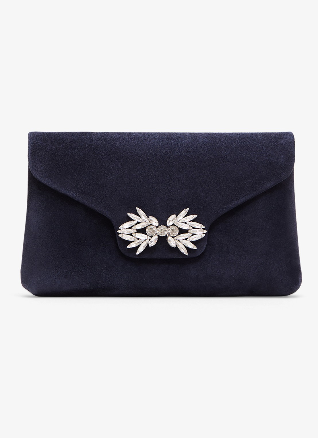 Phase Eight Clutch van suède - voorkant 2 donkerblauw