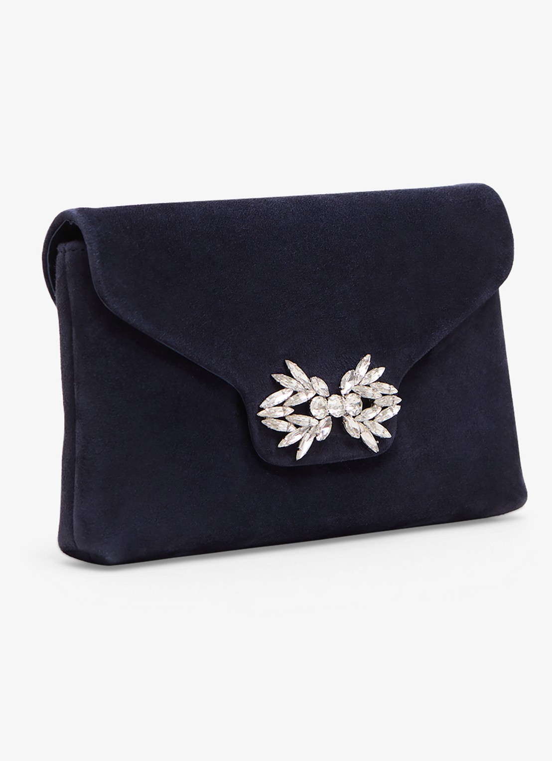 Phase Eight Clutch van suède - voorkant 3 donkerblauw