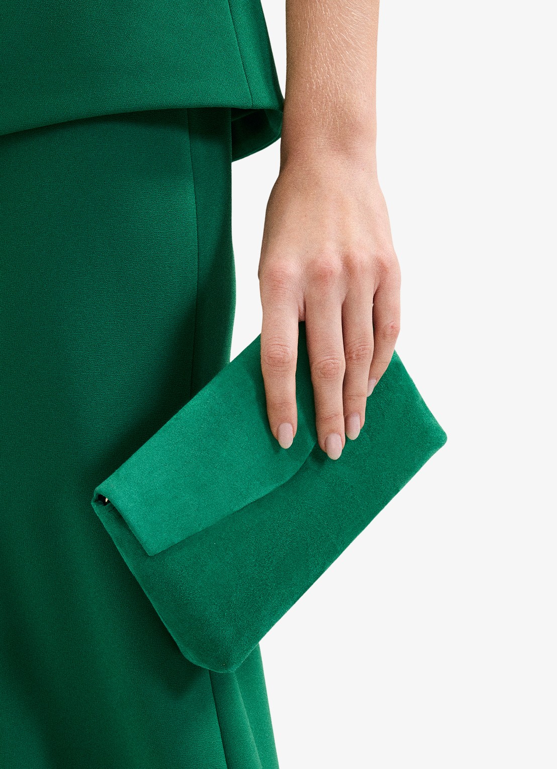 Phase Eight Clutch van suède  - voorkant 7 groen