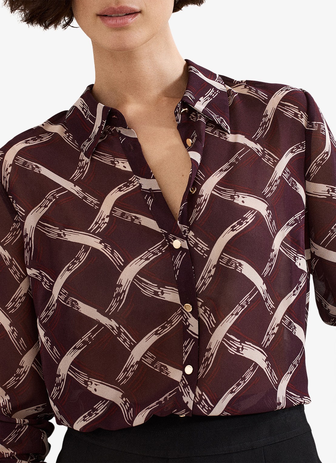Phase Eight Cora blouse met print - detail 3 donkerrood
