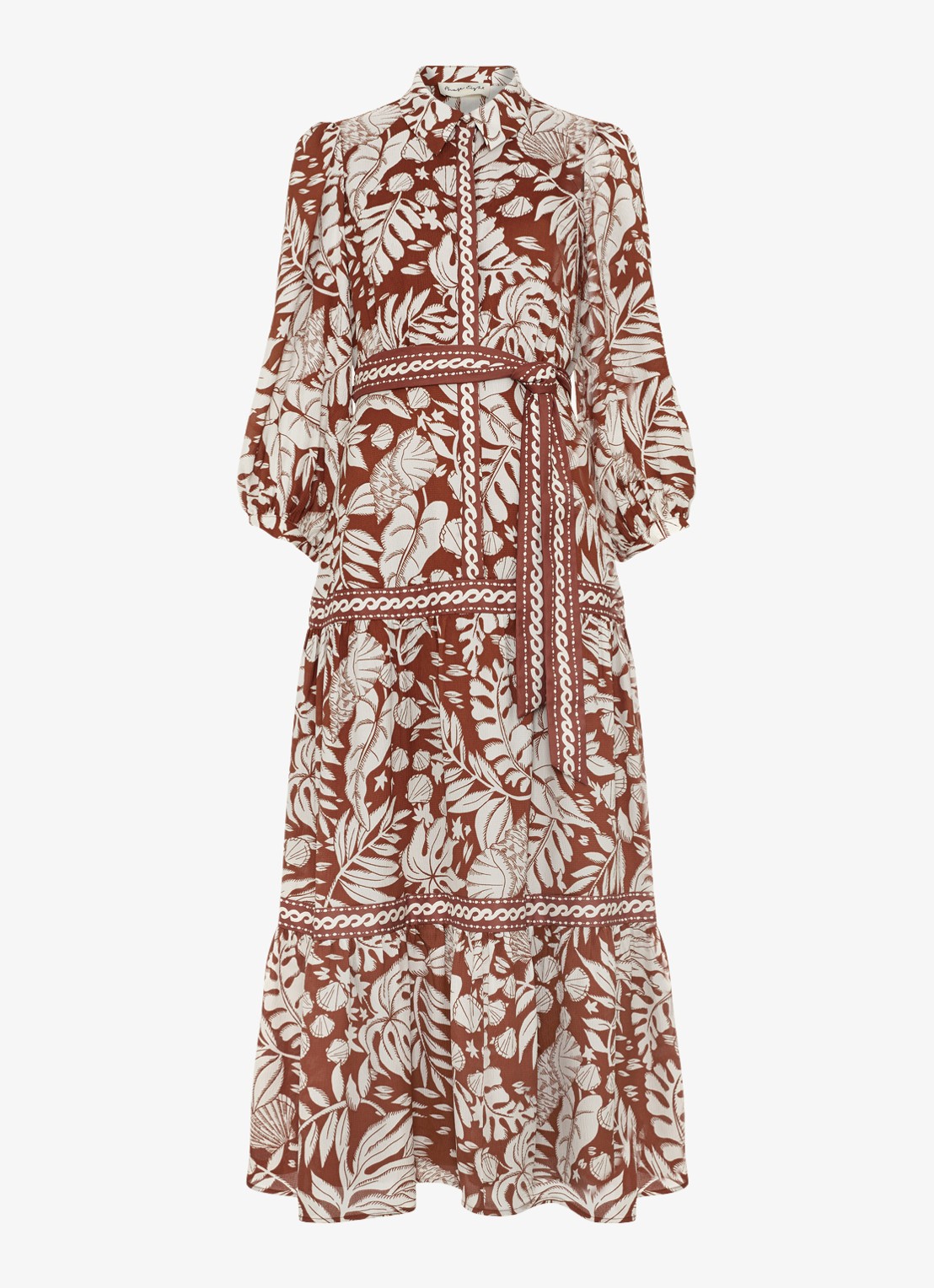 Phase Eight Coralie midi tuniekjurk met print en steekzakken - voorkant 2 donkerbruin