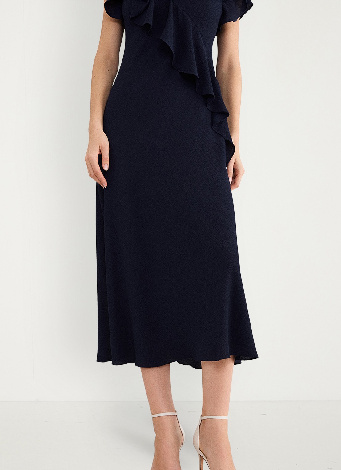 Phase Eight Cosette midi jurk met franjes - detail 7 donkerblauw