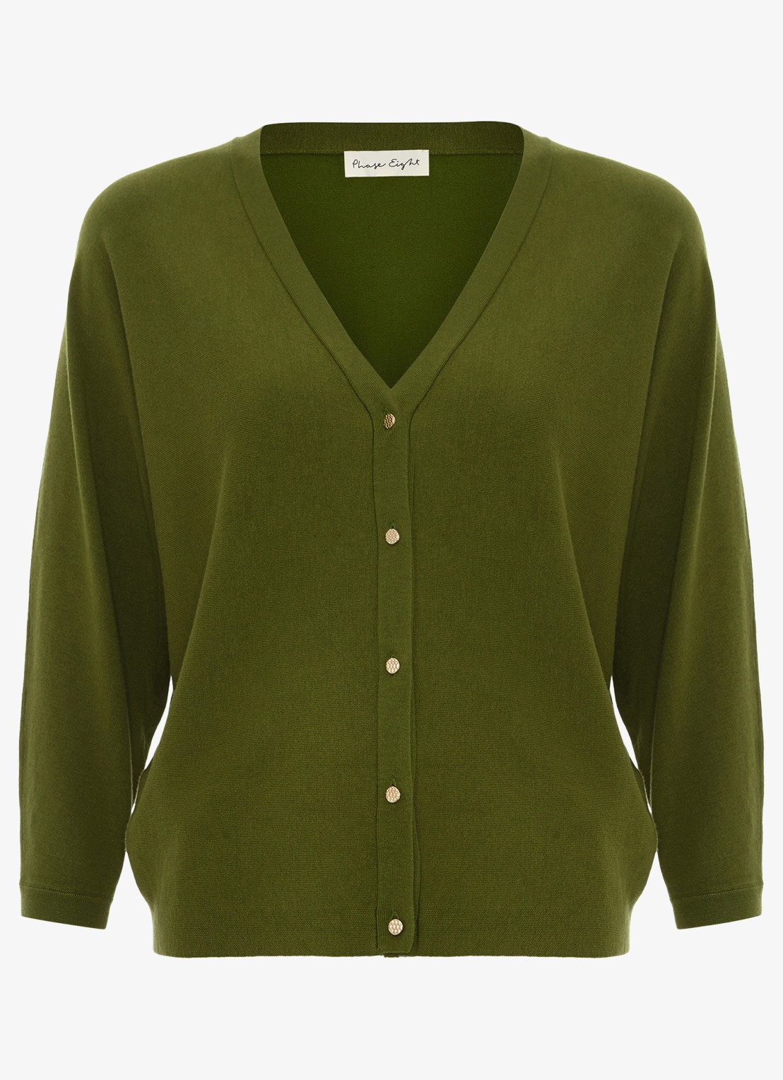Phase Eight Cristine fijngebreid vest met vleermuismouw - voorkant 7 groen