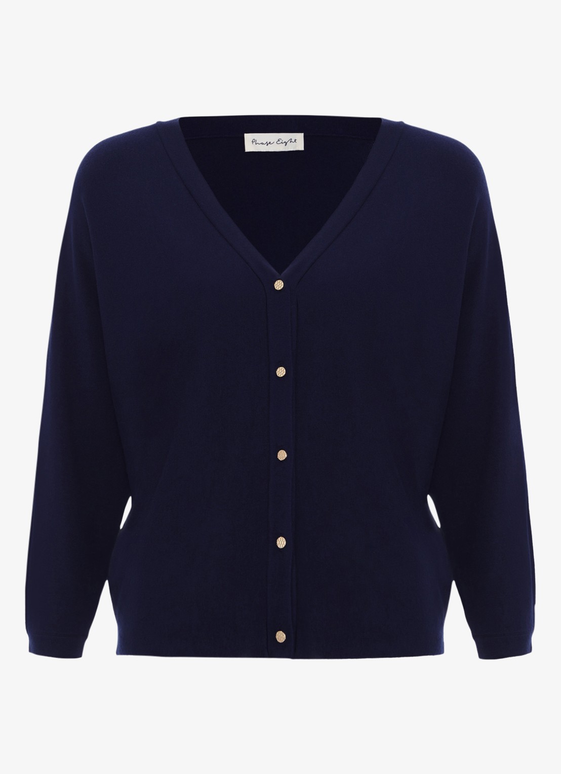 Phase Eight Cristine fijngebreid vest met vleermuismouw - voorkant donkerblauw