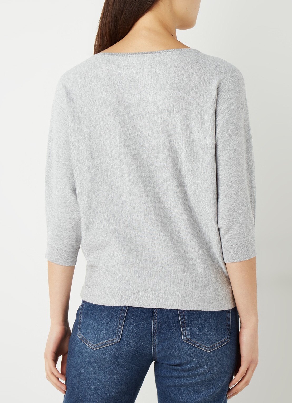 Phase Eight Cristine fijngebreide pullover met driekwartmouw - achterkant grijsmele