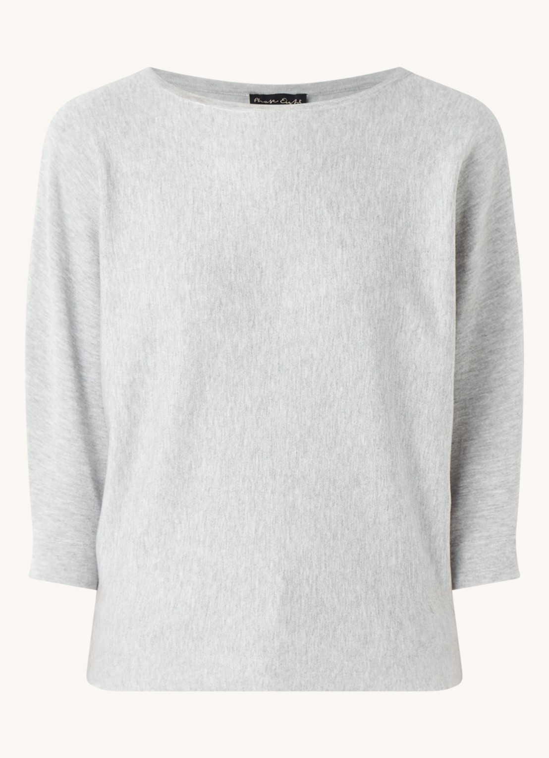 Phase Eight Cristine fijngebreide pullover met driekwartmouw - voorkant 2 grijsmele