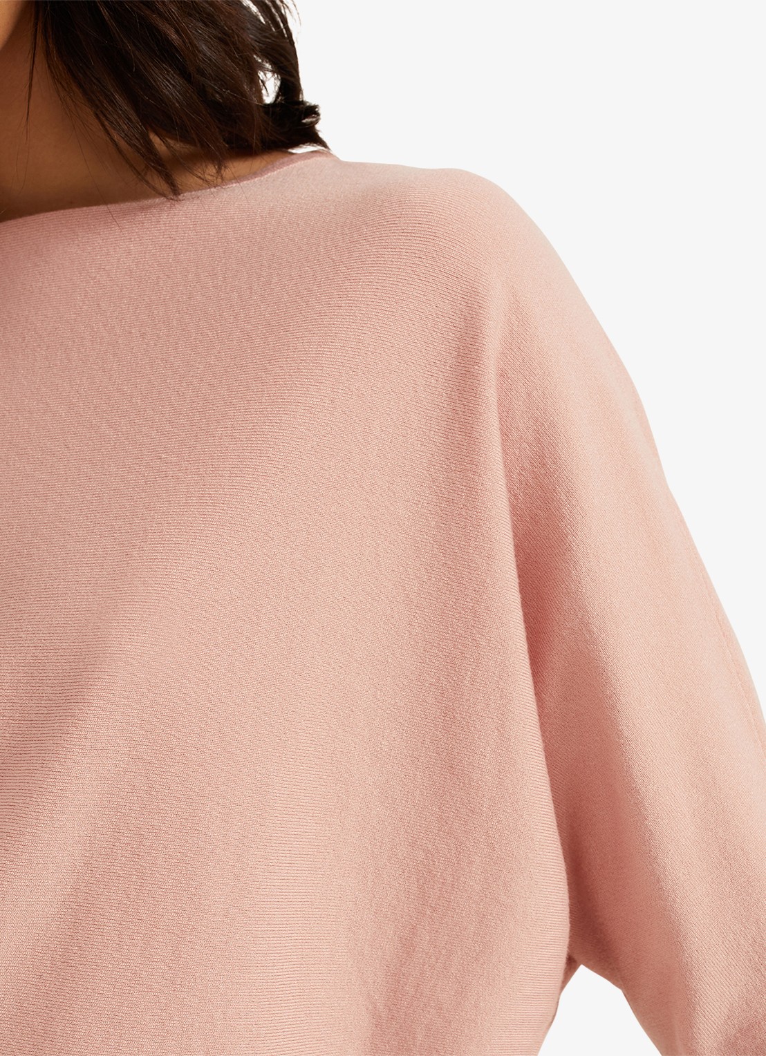 Phase Eight Cristine fijngebreide top met boothals - detail 4 roze