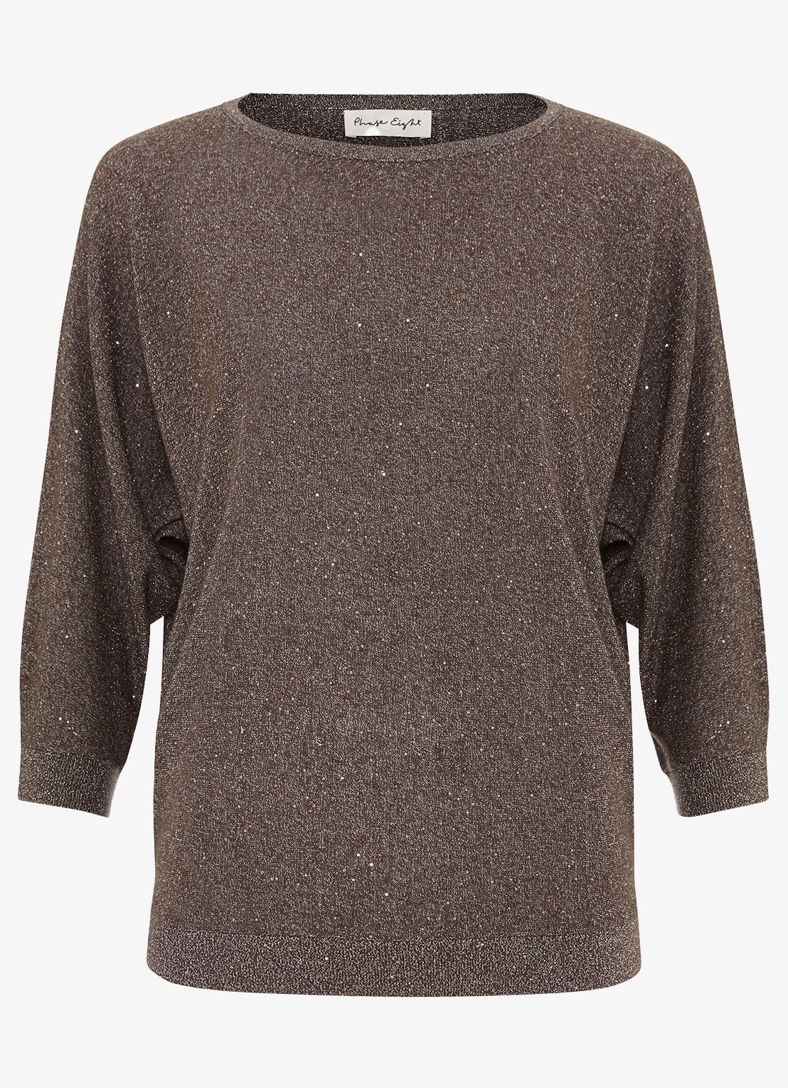 Phase Eight Cristine fijngebreide trui met lurex - voorkant 6 antraciet