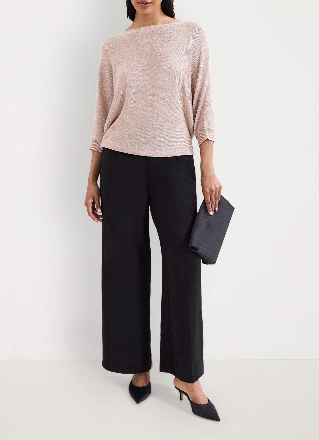 Phase Eight Cristine fijngebreide trui met lurex - voorkant 2 goud