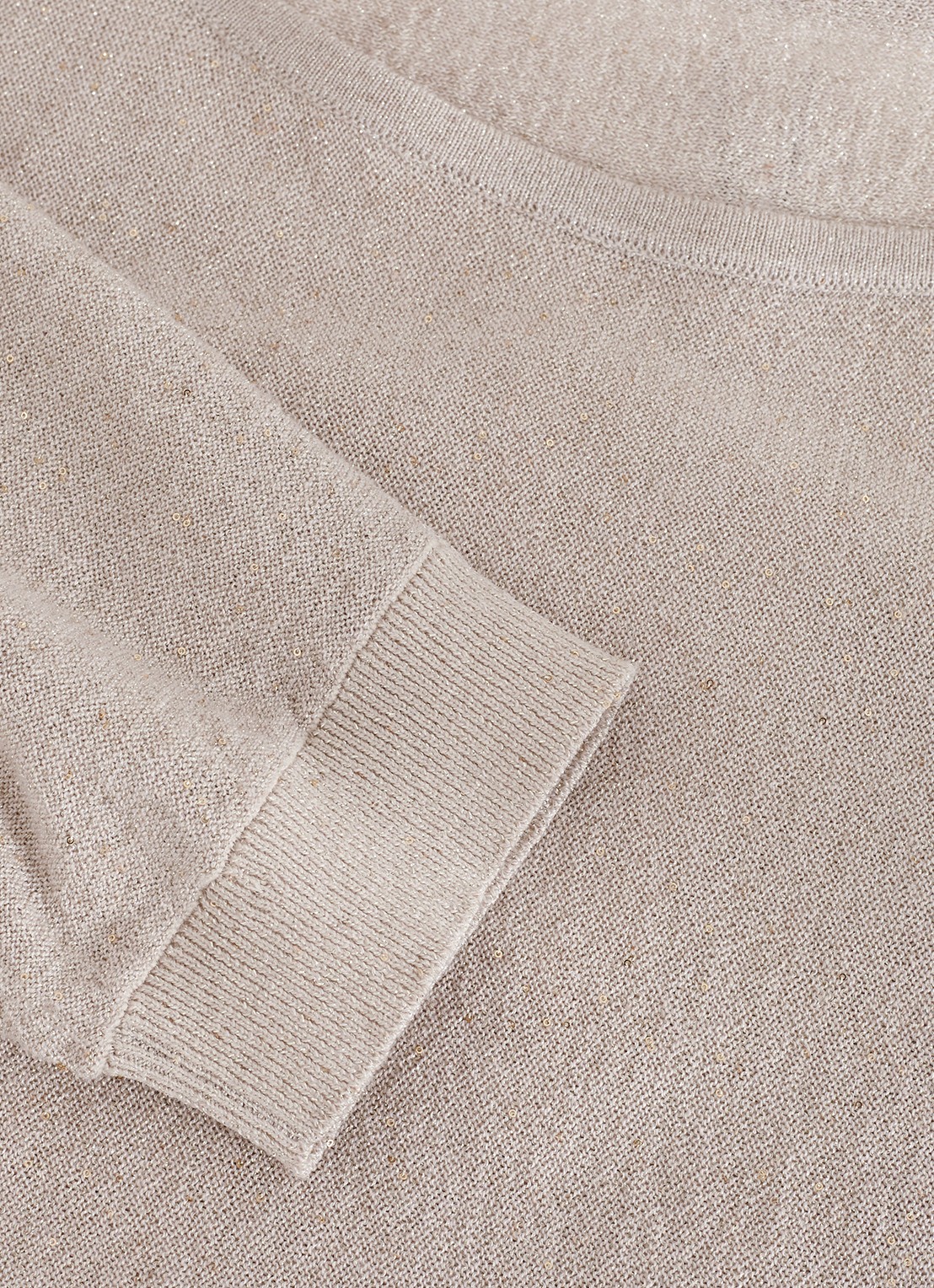 Phase Eight Cristine fijngebreide trui met pailletten - detail 5 beige